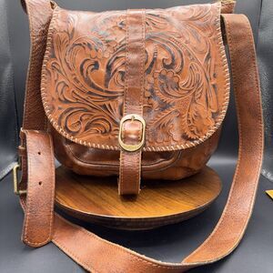 Patricia Nash Barcelona Tooled Leather Saddle Bag Crossbody Florence